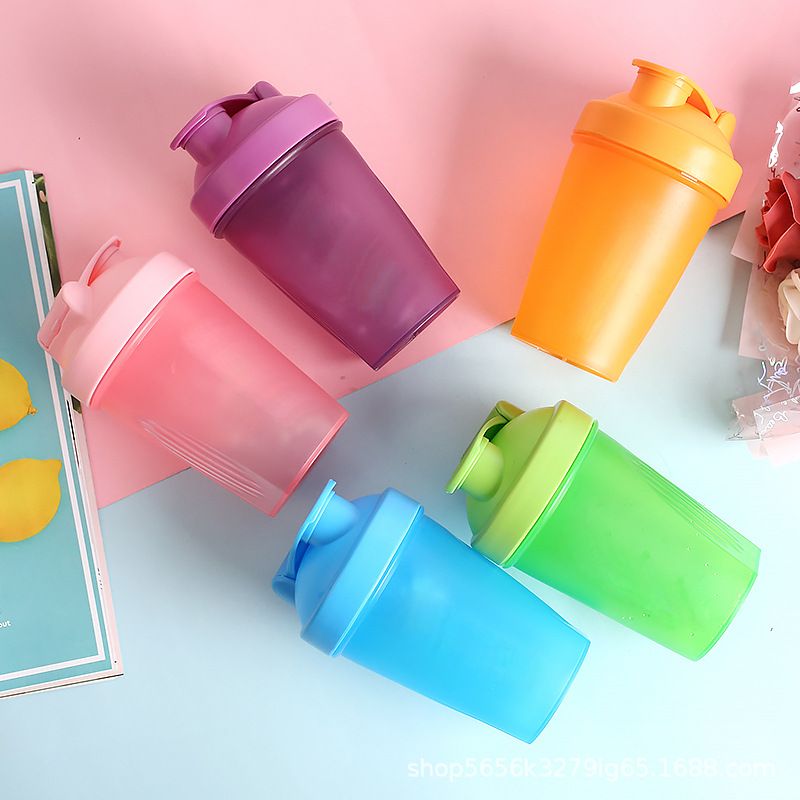 Protein Shaker Bottle - 400ml Portable Plastic Drink Cup Shaker